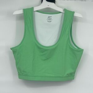 Lezat 2 piece green pink crop athletic top bundle